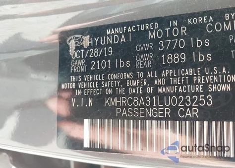 2020 Hyundai Venue Sel from USA, damaged, VIN KMHRC8A31LU023253